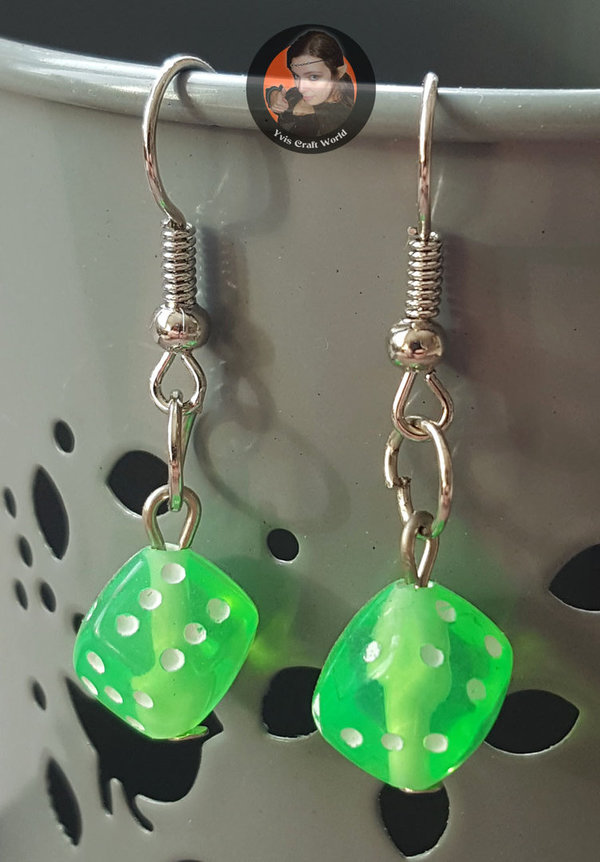 Ohrhänger "Würfel" grün-transparent