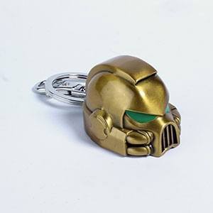 Warhammer 40K - Metall-Schlüsselanhänger - Space Marine MKVII Helmet Gold