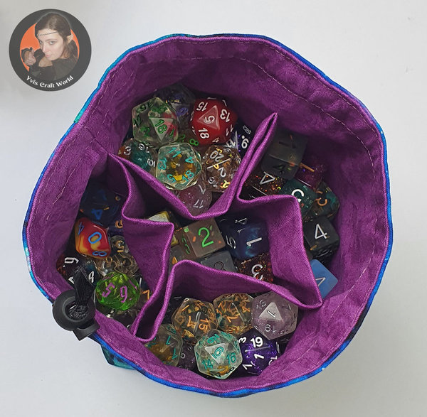 Dicebag with Pockets "Colourful Galaxy" purple