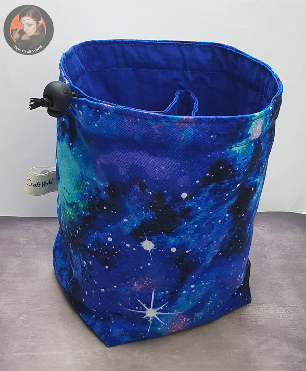 Würfelsack mit Fächern "Bunte Galaxy" blau