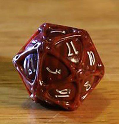 PolyHero 1d20 Orb - Heartwood with Moonsilver