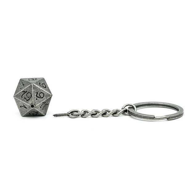 Schlüsselanhänger "Metallwürfel-Dragon" Silber