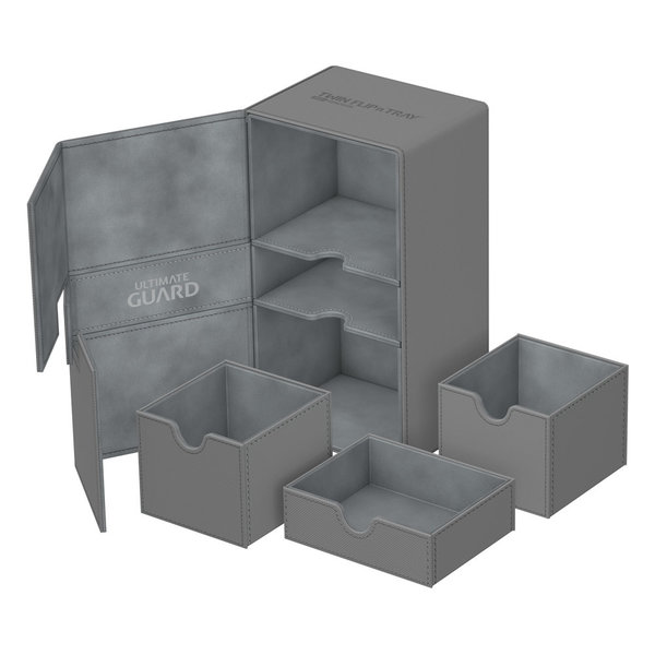 Ultimate Guard Twin Flip´n´Tray Deck Case 200+ Standardgröße XenoSkin (Grau)
