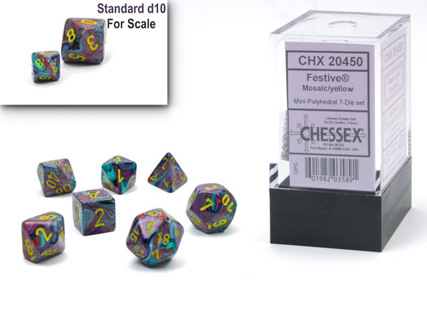 Chessex - Festive® Mini-Polyhedral Mosaic/yellow 7-Die set
