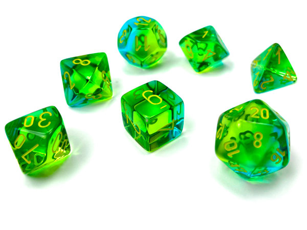 Chessex - Gemini® Polyhedral Translucent Green-Teal/yellow 7-Die Set