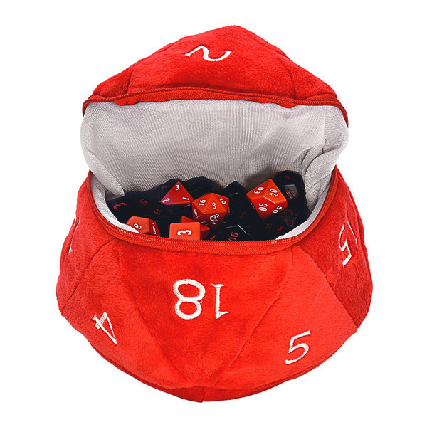 UP - D20 Plush Dice Bag - Dungeons & Dragons - Red and White