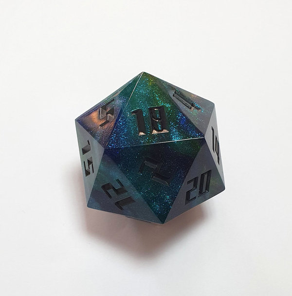 W20-Würfel (55 mm) blau/grün