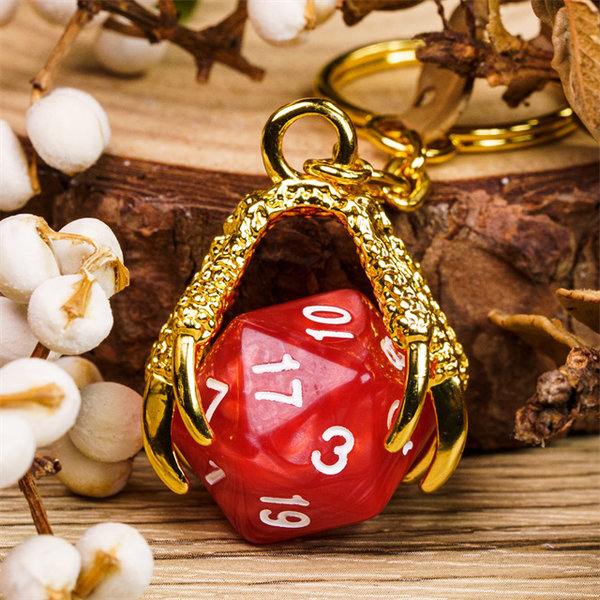 Schlüsselanhänger "Dragon Claw" gold mit rotem W20