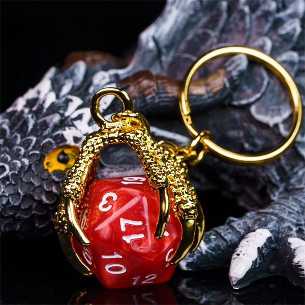 Schlüsselanhänger "Dragon Claw" gold mit rotem W20