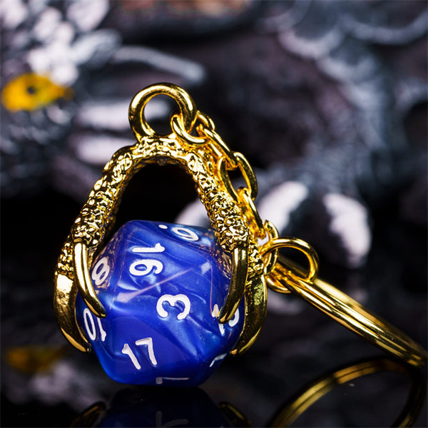 Schlüsselanhänger "Dragon Claw" gold mit blauem W20