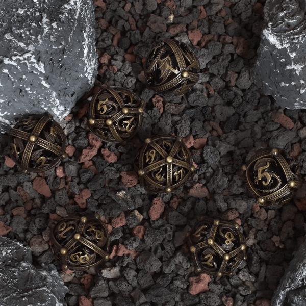 Würfelset "Metall" Hollow: Dragon Round, bronze