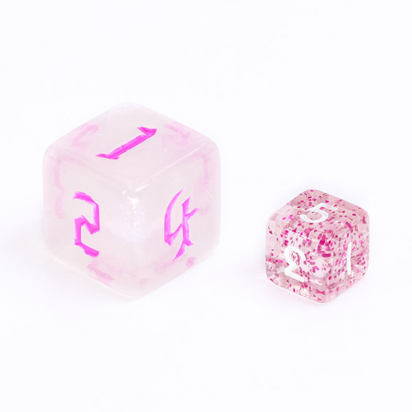 Mini- Würfelset "Durchsichtig" Glitter, rosarot