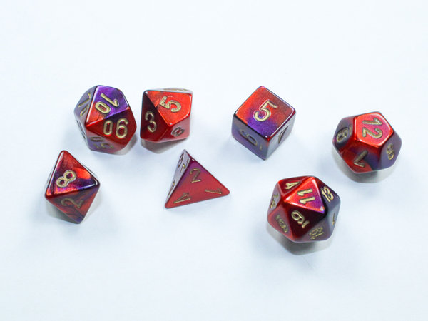 Chessex - Gemini® Mini-Polyhedral Purple-Red/gold 7-Die Set