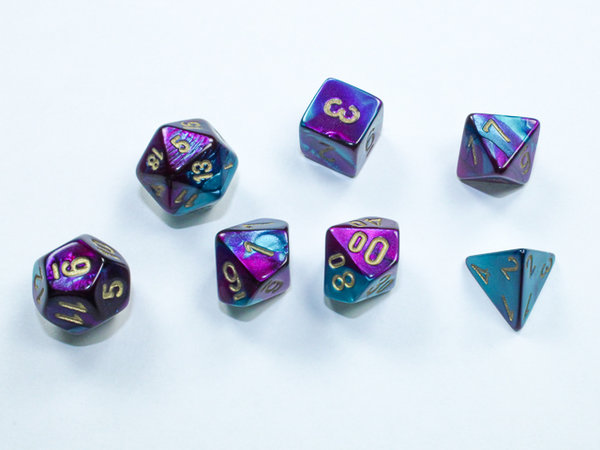 Chessex - Gemini® Mini-Polyhedral Purple-Teal/gold 7-Die Set