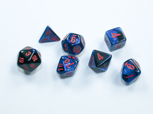 Chessex - Gemini® Mini-Polyhedral Black-Starlight™/red 7-Die Set
