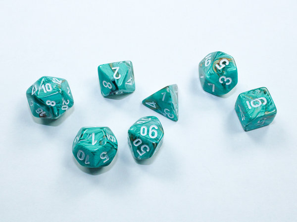 Chessex - Marble Mini-Polyhedral Oxi-Copper™/white 7-Die Set